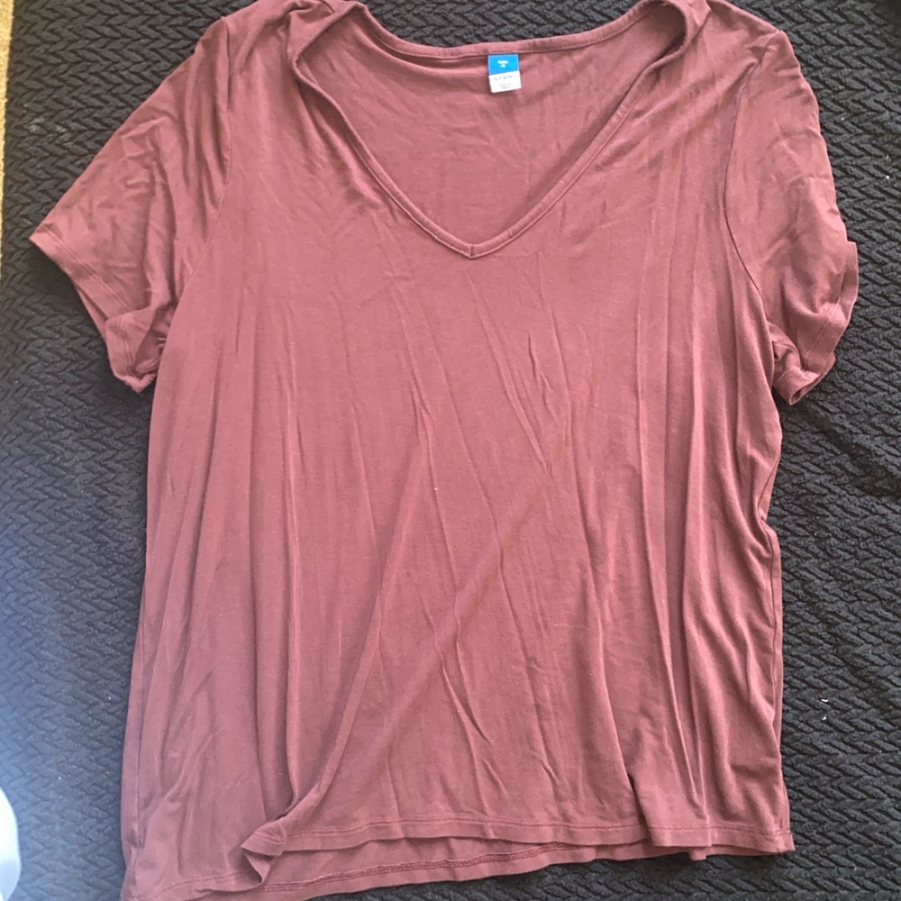 Old Navy Dusty Rose V-Neck Short Sleeve Tee